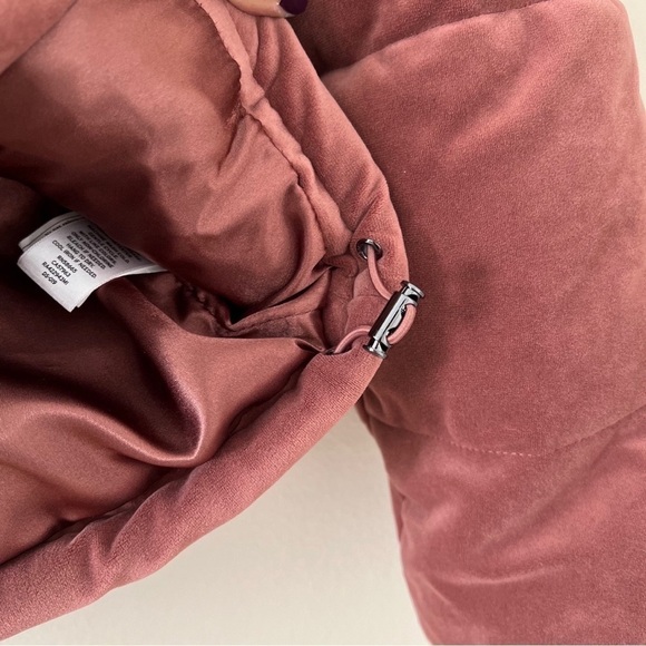 NWOT Rachel Parcell Velvet Puffer Hoodie Brick Jacket Large - Picture 6 of 7